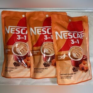 NESCAFÉ 3 in 1  CARAMEL LATTE INSTANT COFFEE MIX - 3 NEW UNOPENED PACKAGES